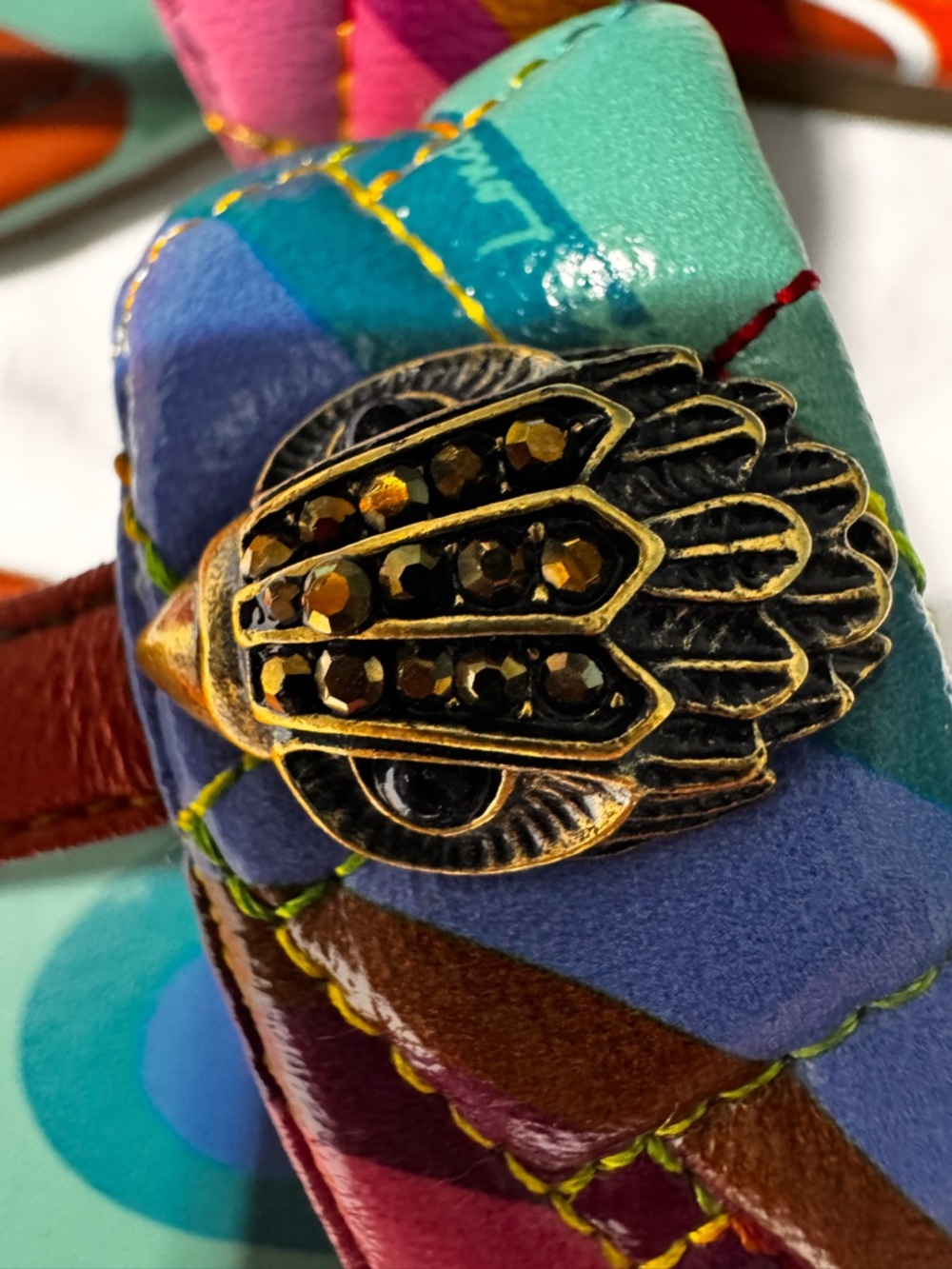 Kurt Geiger Kensington T-Bar Leather Sandals Size 38.5 (US 8–8.5) NWOB Vacation - Picture 11 of 12